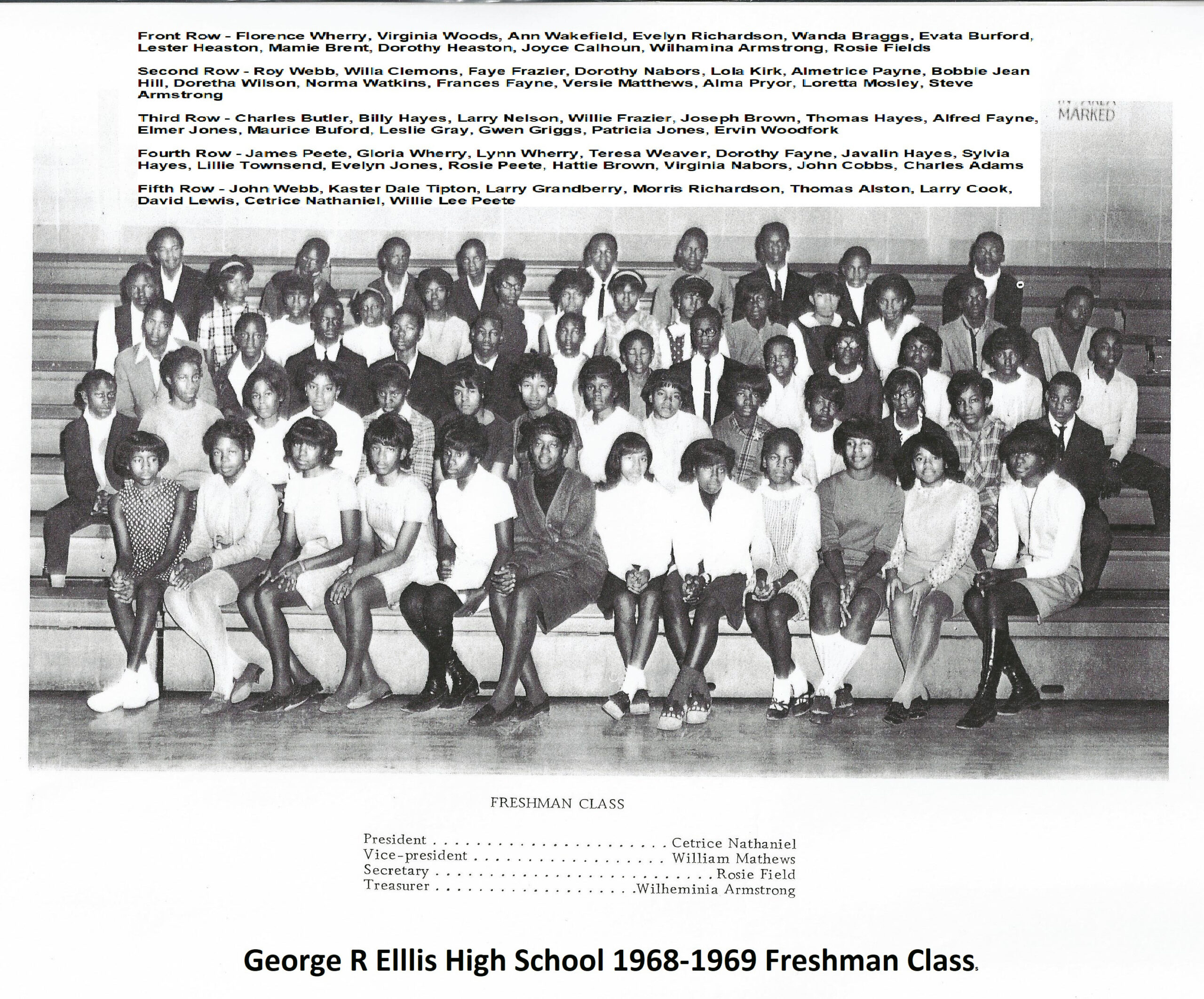 1968 1969 George R Ellis Freshman Class with Names
