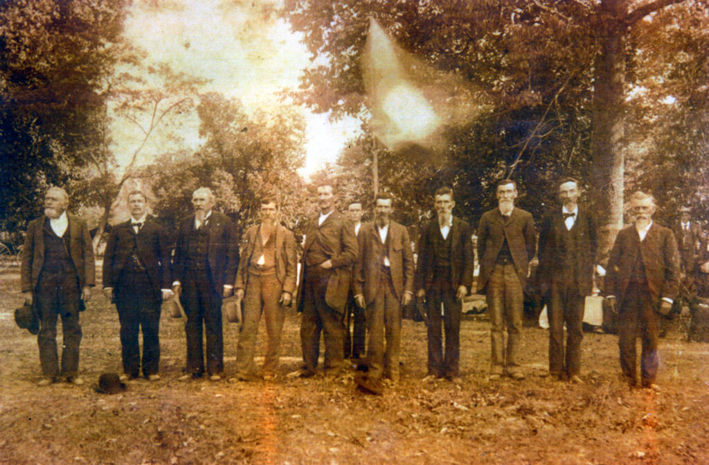 a photograph of ten men identified as former members of Company C, Ninth Tennessee Infantry, Confederate States of America